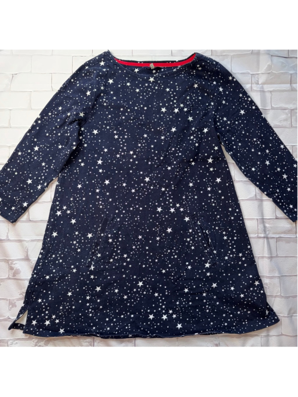 NWOT Women’s Size 14 Joules Anise Bonfire Sky Star Print 100% Cotton Tunic Dress